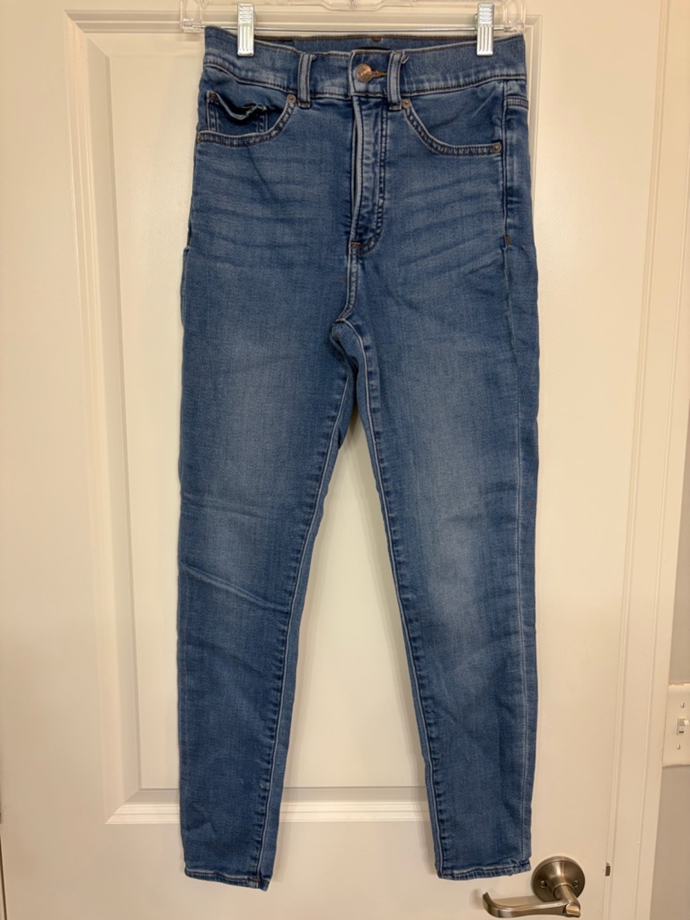 Express Skinny High Rise Jeans in Blue Wash